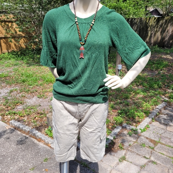 Bebop Size 9 Beige Wide Leg Cargo Bermuda Shorts/Capris - Picture 4 of 16